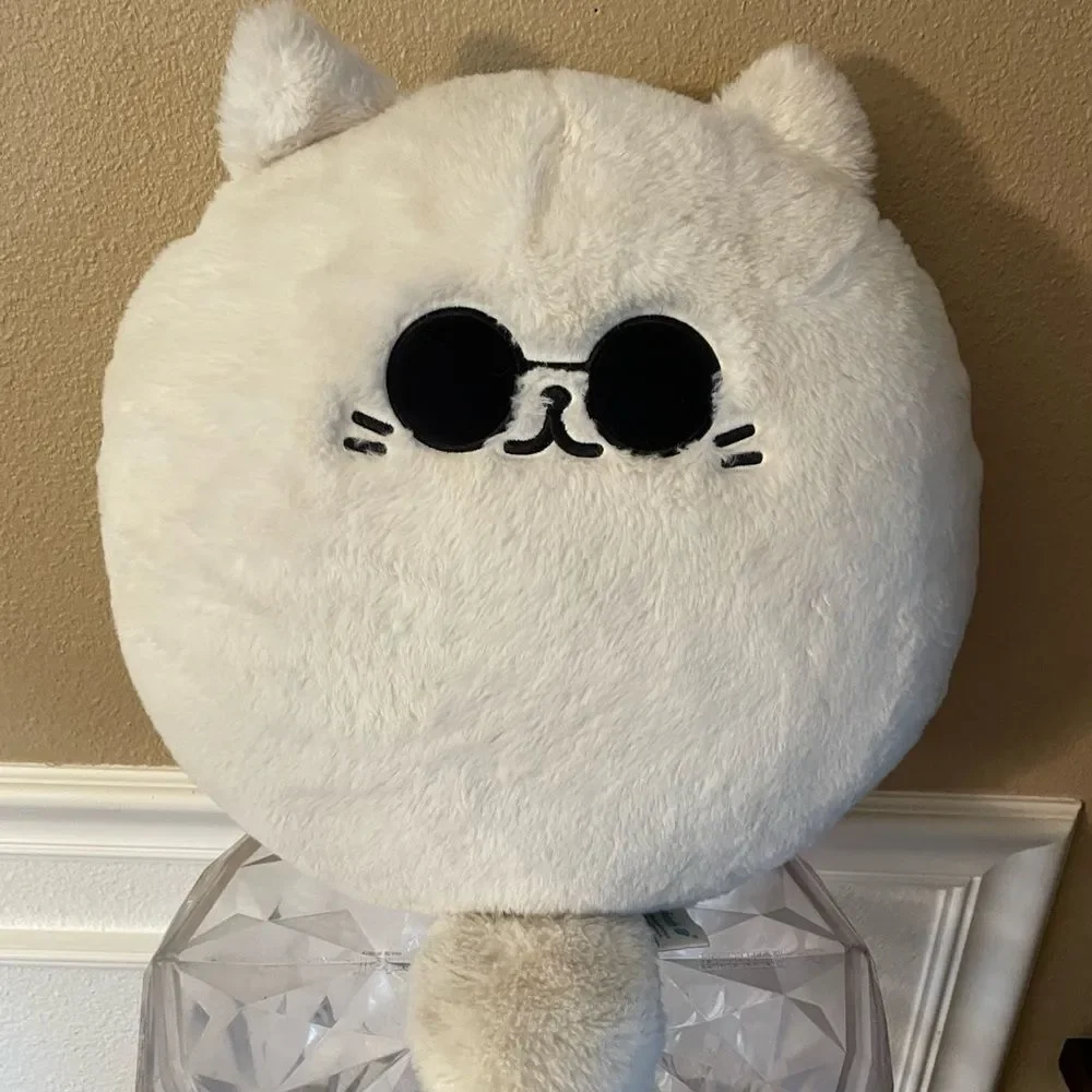 Cute White Cat Gojo Plush with Sunglasses